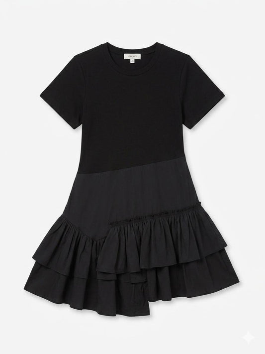 Vero Moda Chic Asymmetrical Ruffle T-Shirt Dress