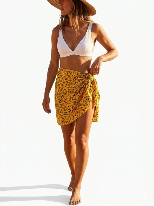 Accessoires by PK, Women’s beach cover up, yellow, floral print, One size