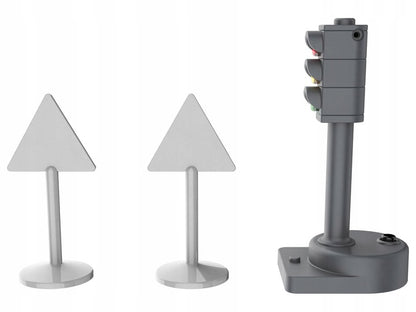 A SET OF ROAD SIGNS AND TRAFFIC SIGNALING FOR CHILDREN TO PLAY
