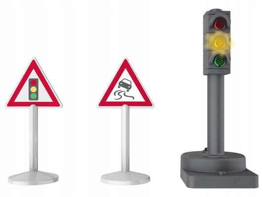 A SET OF ROAD SIGNS AND TRAFFIC SIGNALING FOR CHILDREN TO PLAY