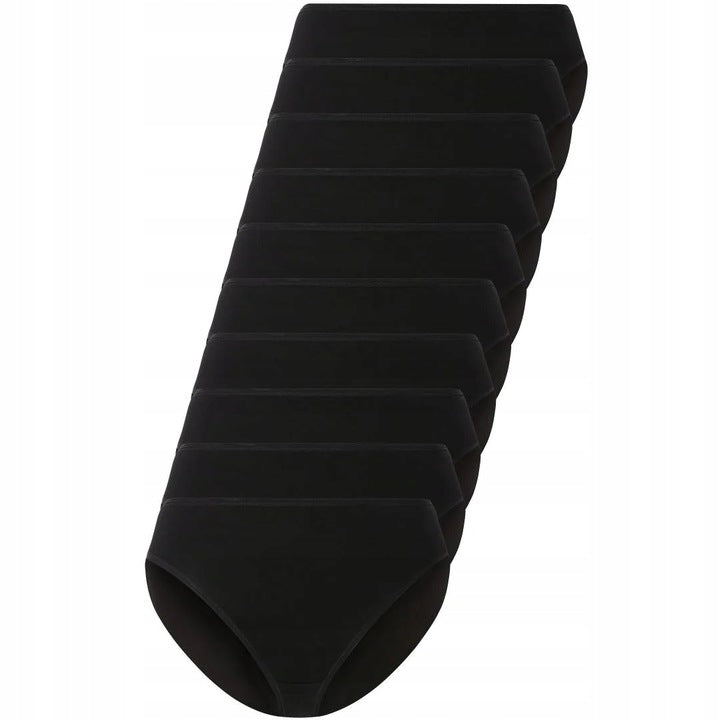 Set of 10 Pieces Women's Cotton Panties Type Briefs in Black