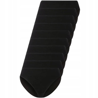 Set of 10 Pieces Women's Cotton Panties Type Briefs in Black