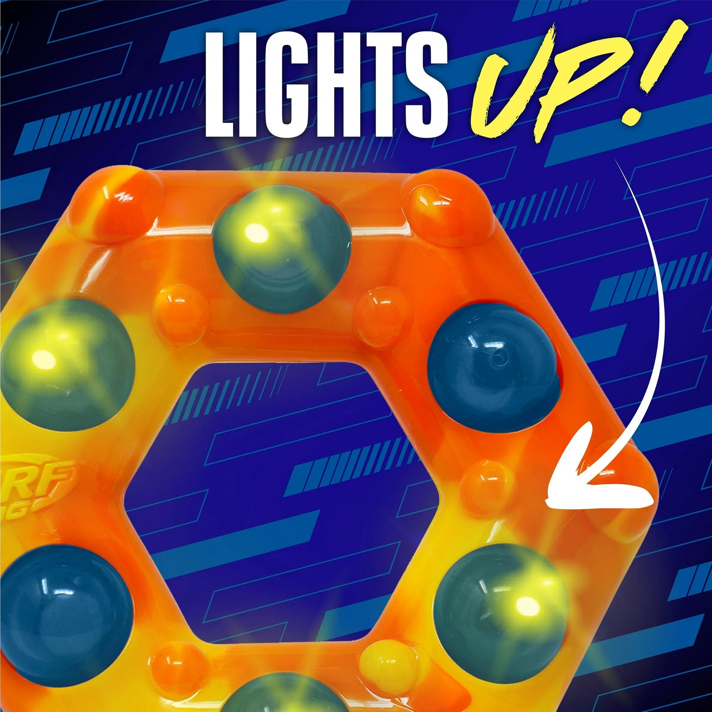 Nerf Dog LED Light Up & Squeak Hex Ring Chew Toy
