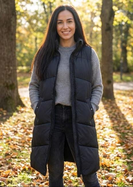 Vero Moda Sleek Longline Quilted Puffer Vest in Black