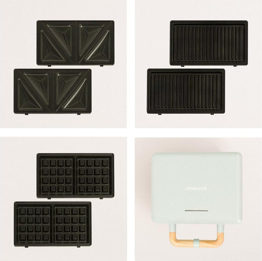 Create STONE 3 IN 1 STUDIO - Sandwich and Waffle Maker, Blue