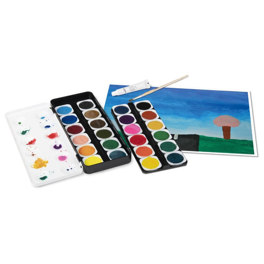 crelando® opaque paint box, with opaque white and natural wood brush