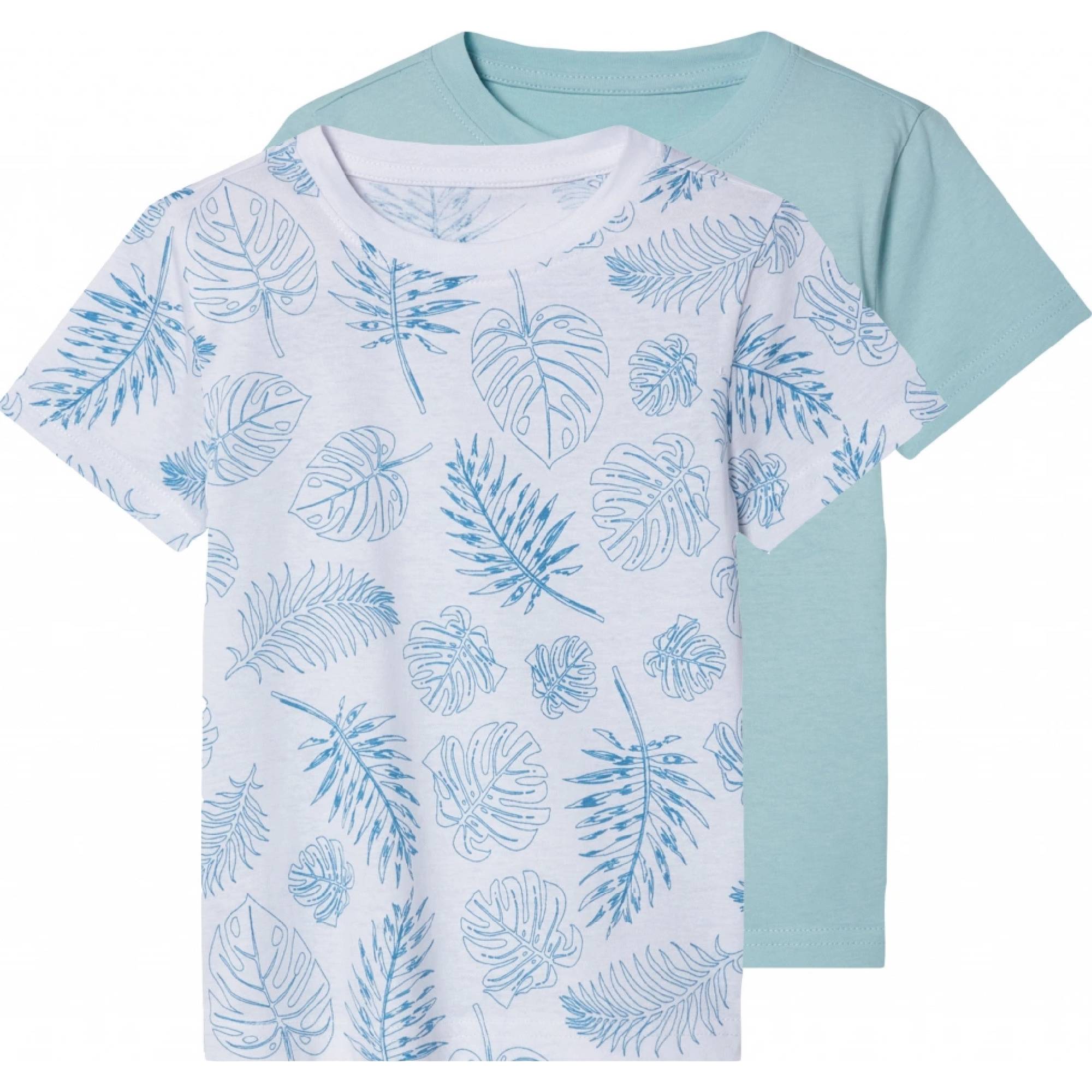 Boys' T-shirt, 2 pieces white/blue