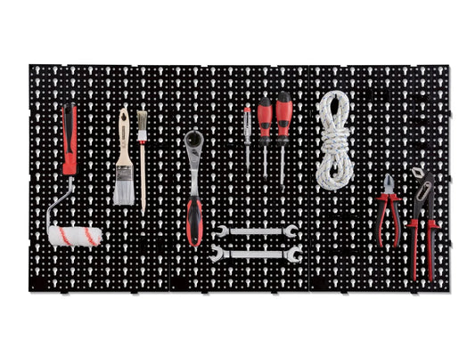 Tool wall organizer, including mounting material