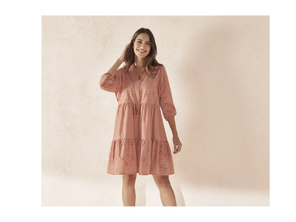 Dress with openwork embroidery