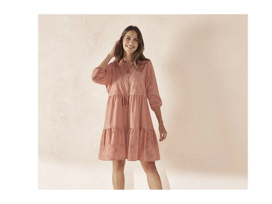 Dress with openwork embroidery