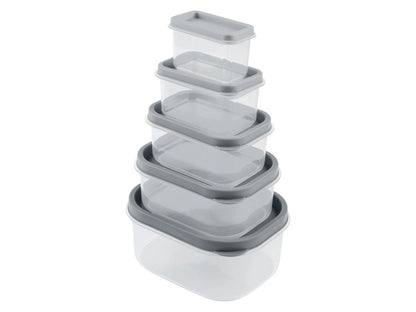 Set of 5 food containers (rectangular, grey)