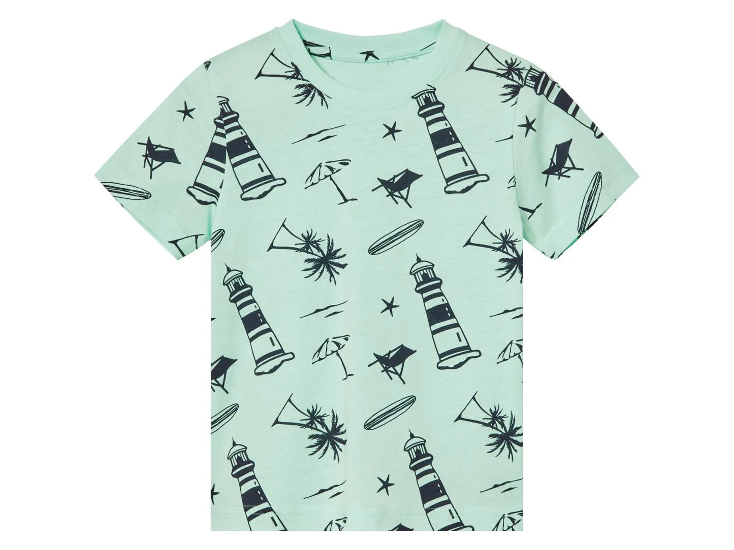KUNIBOO Set of 2 cotton T-shirts, (Navy & Mint green)