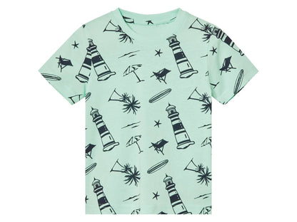 KUNIBOO Set of 2 cotton T-shirts, (Navy & Mint green)