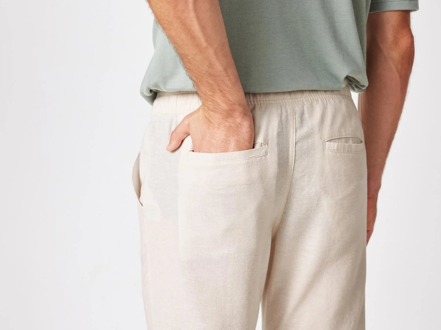 TOWNLAND Men's linen trousers, Straight Fit, Beige
