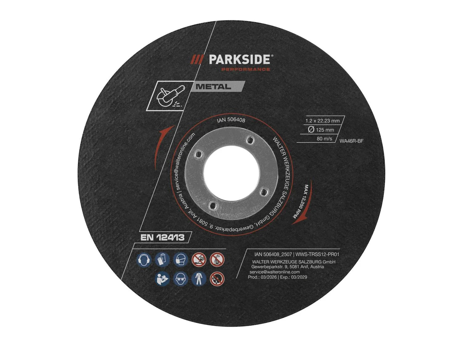 PARKSIDE PERFORMANCE® Metal Cut-off discs, set of 12, Ø 125 mm