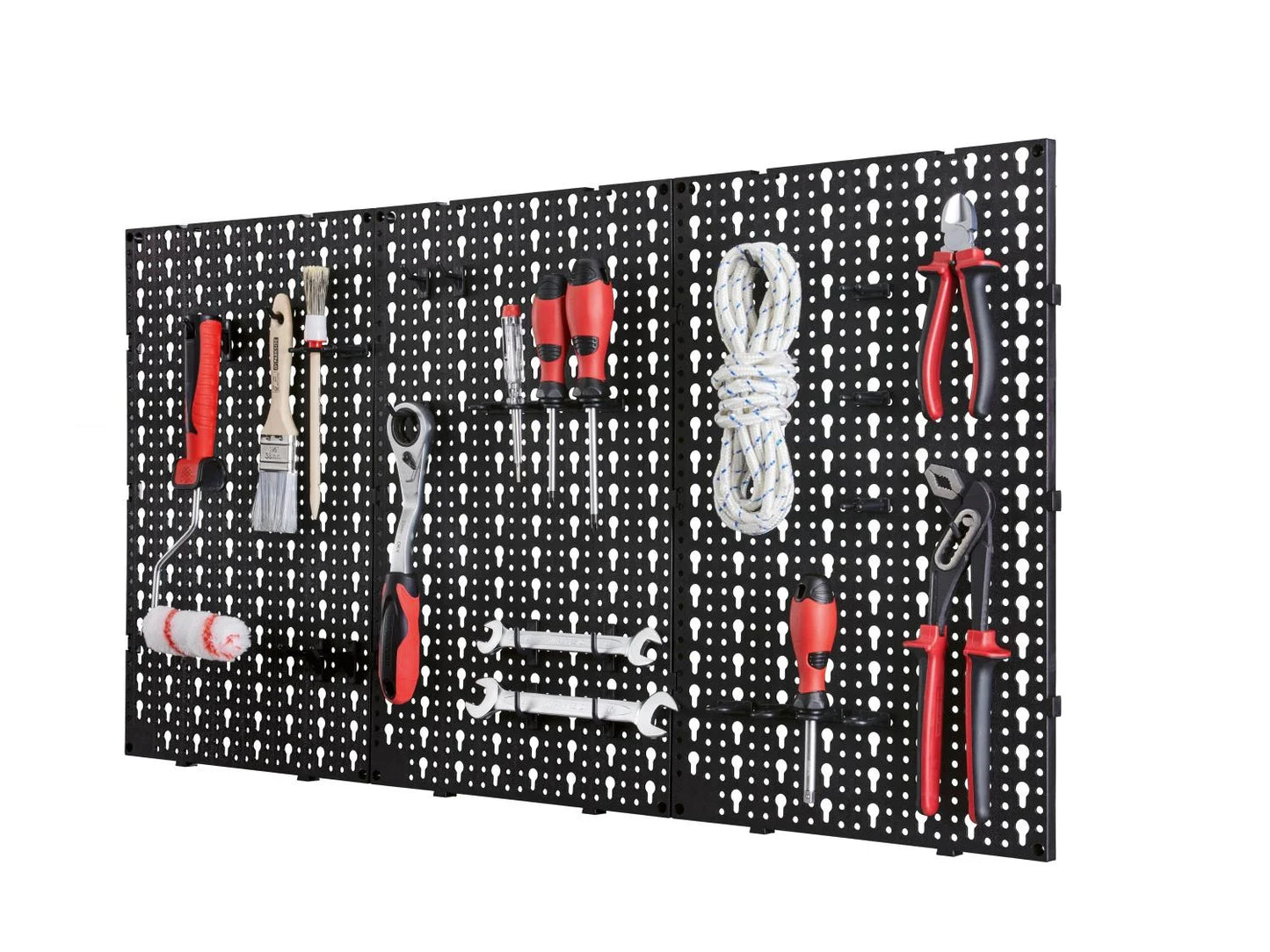 Tool wall organizer, including mounting material