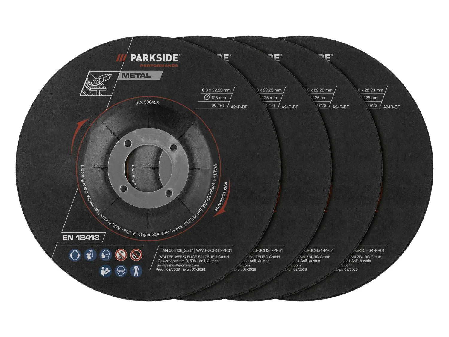 PARKSIDE PERFORMANCE® Deburring discs, 4 pcs, Ø 125 mm