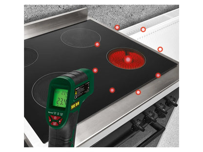 Infrared temperature measuring device »PTI 380 C2«, with colour display and warning tone