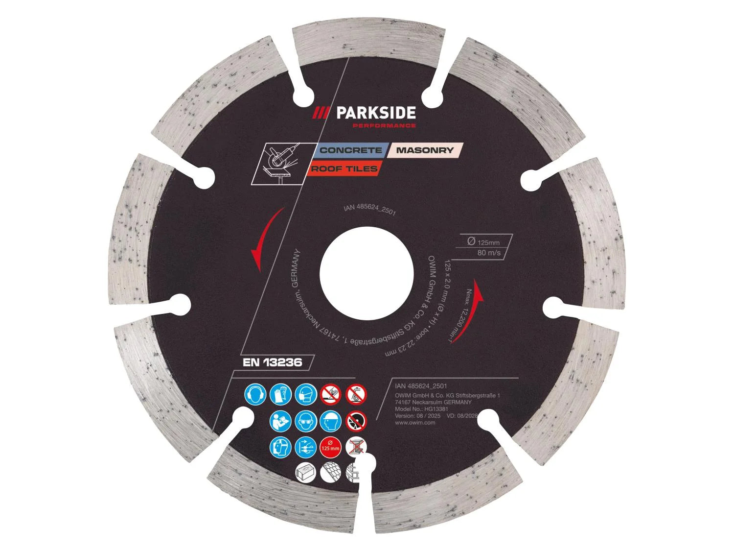 قرص قطع PARKSIDE PERFORMANCE® (شفرة ماسية)