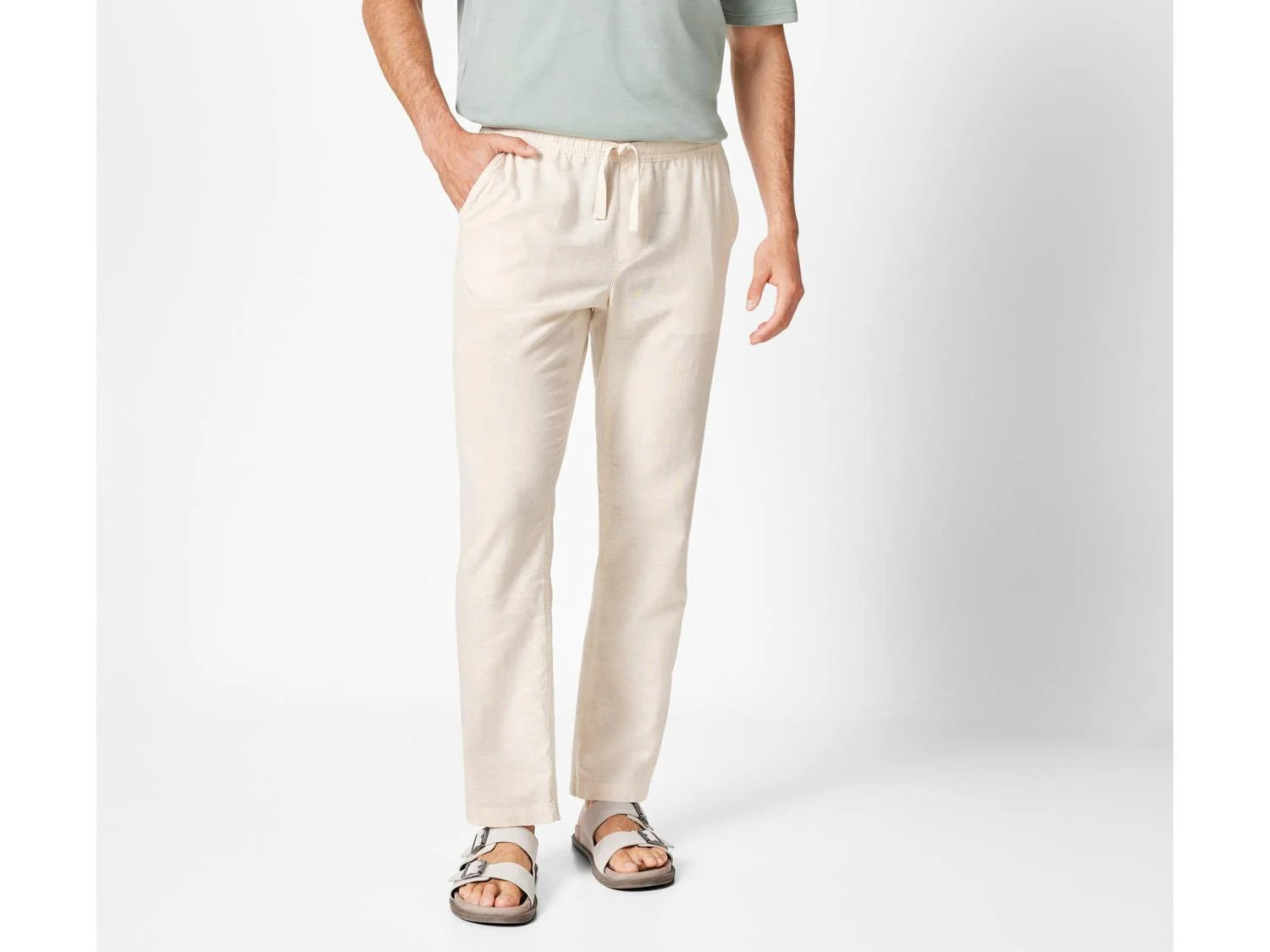 TOWNLAND Men's linen trousers, Straight Fit, Beige