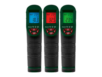 Infrared temperature measuring device »PTI 380 C2«, with colour display and warning tone