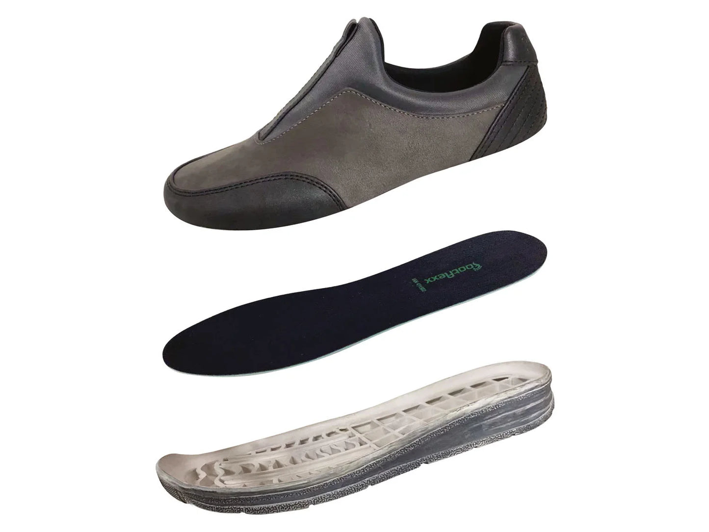 Women's casual shoes, width G, with Footflexx anti-stress shock absorber (Dark Grey)