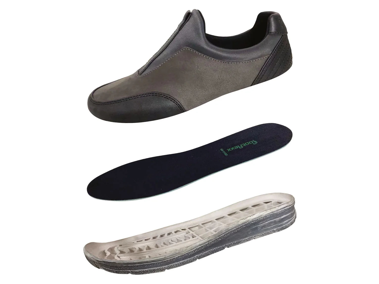 Women's casual shoes, width G, with Footflexx anti-stress shock absorber (Dark Grey)