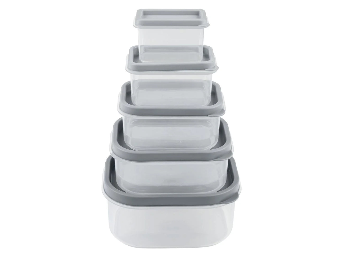 Set of 5 food containers (rectangular, grey)