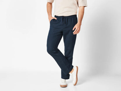 TOWNLAND Men's linen trousers, Straight Fit, Navy