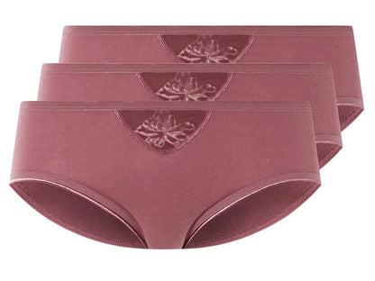 Women's briefs, 3 pieces, in cuddly fine rib quality