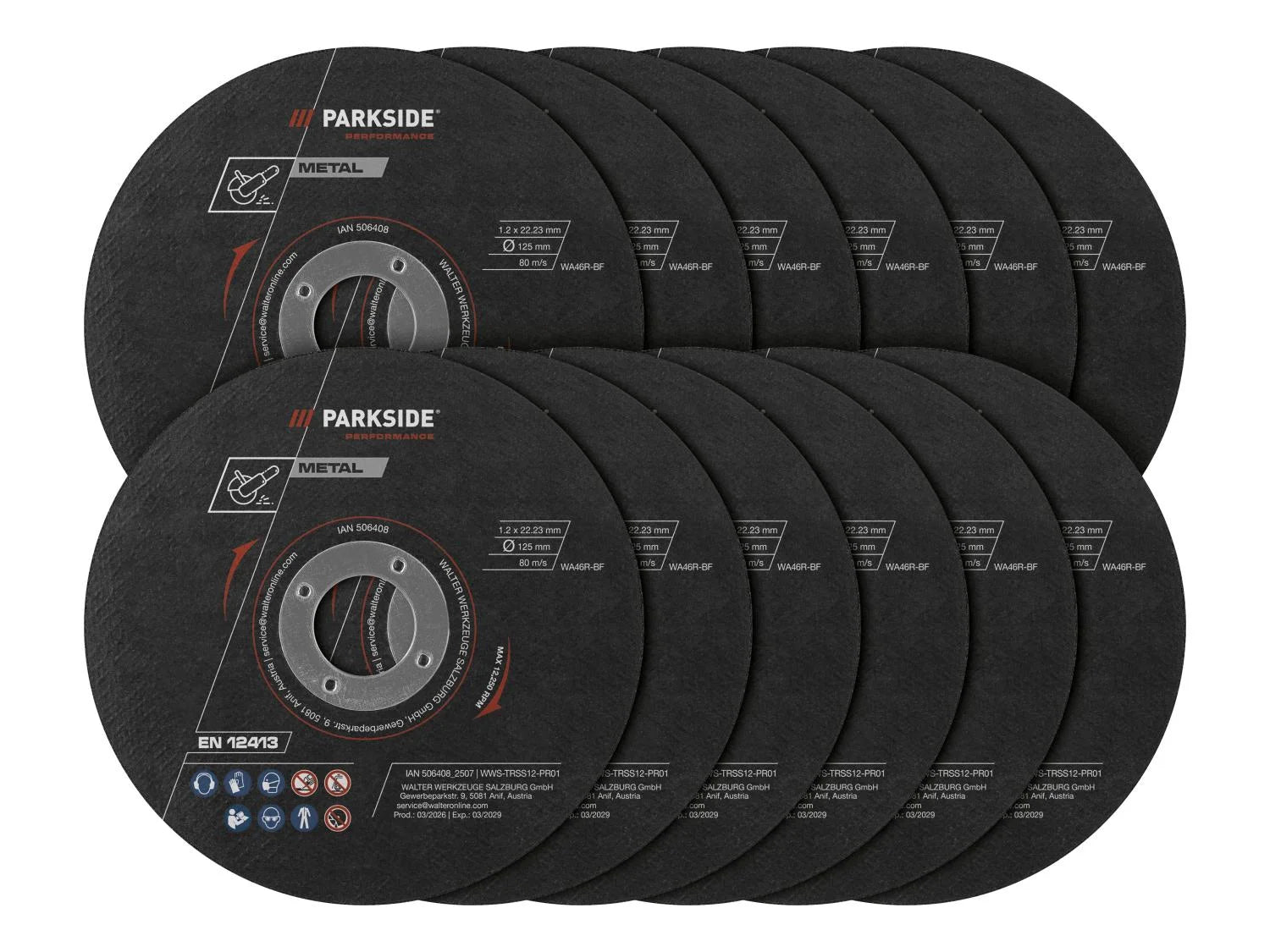 PARKSIDE PERFORMANCE® Metal Cut-off discs, set of 12, Ø 125 mm