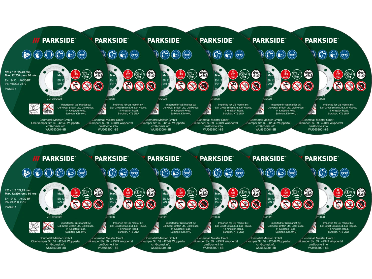 Parkside Cut-Off Discs (12 Pieces)