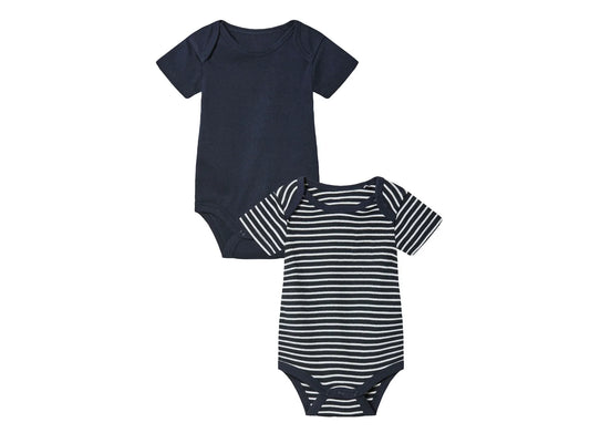 Boys' short-sleeved bodysuit for babies, 2 pieces