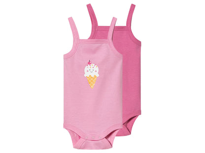Girls' bodysuits for babies, 2 pieces (Pink)