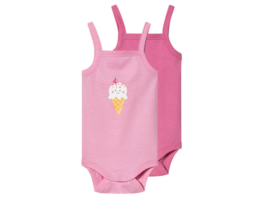 Girls' bodysuits for babies, 2 pieces (Pink)