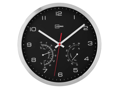 Aluminium Radio Controlled Wall Clock with Thermometer and Hygrometer