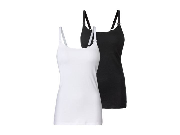 Pack of 2 Esmara Brand Cotton Breastfeeding Tops (White/Black)