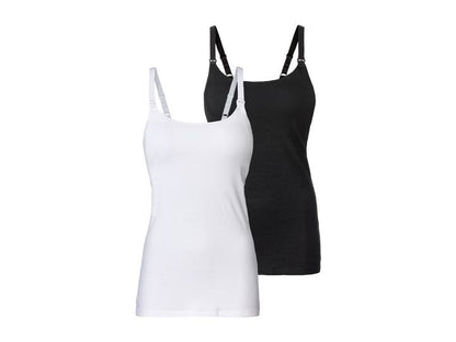 Pack of 2 Esmara Brand Cotton Breastfeeding Tops (White/Black)