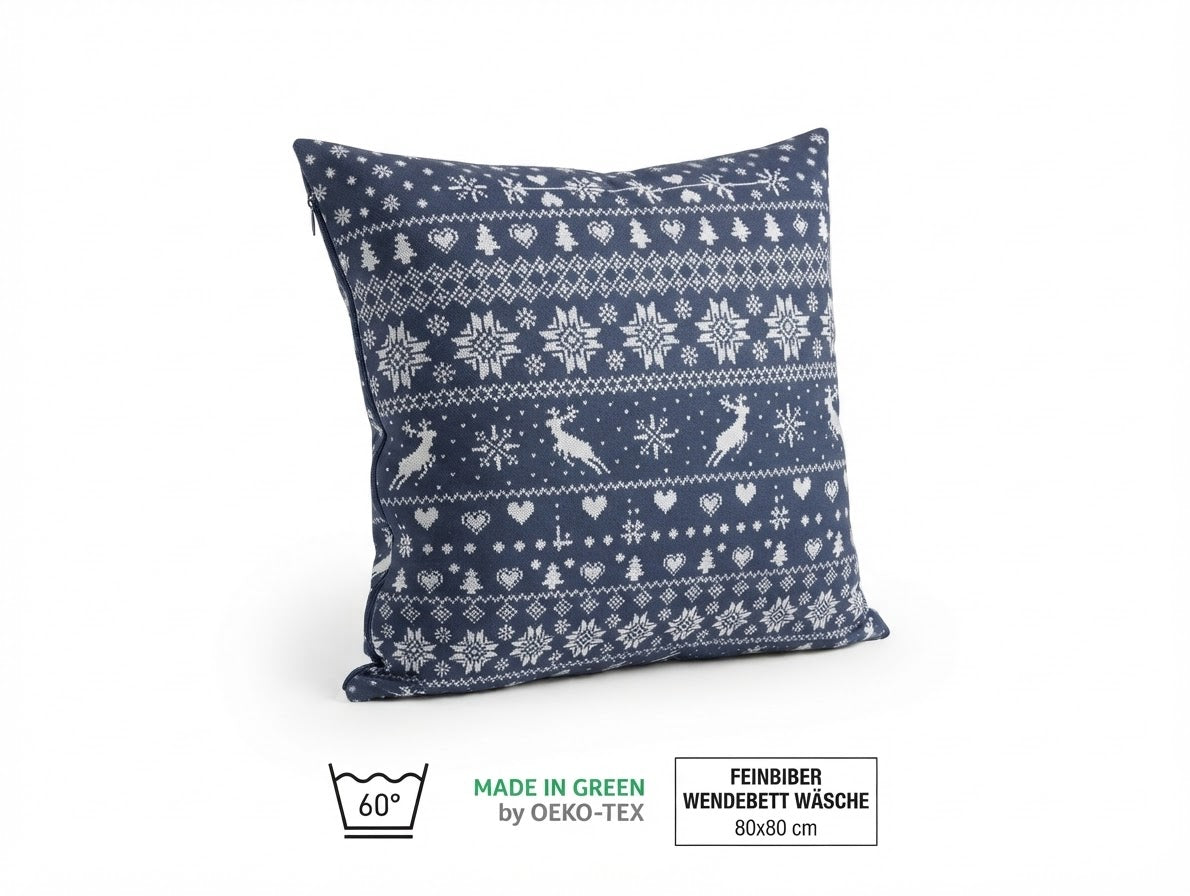 Fine Flannel WINTER Reversible Bedding Set,  100% Cotton with Zipper, Oeko-Tex
