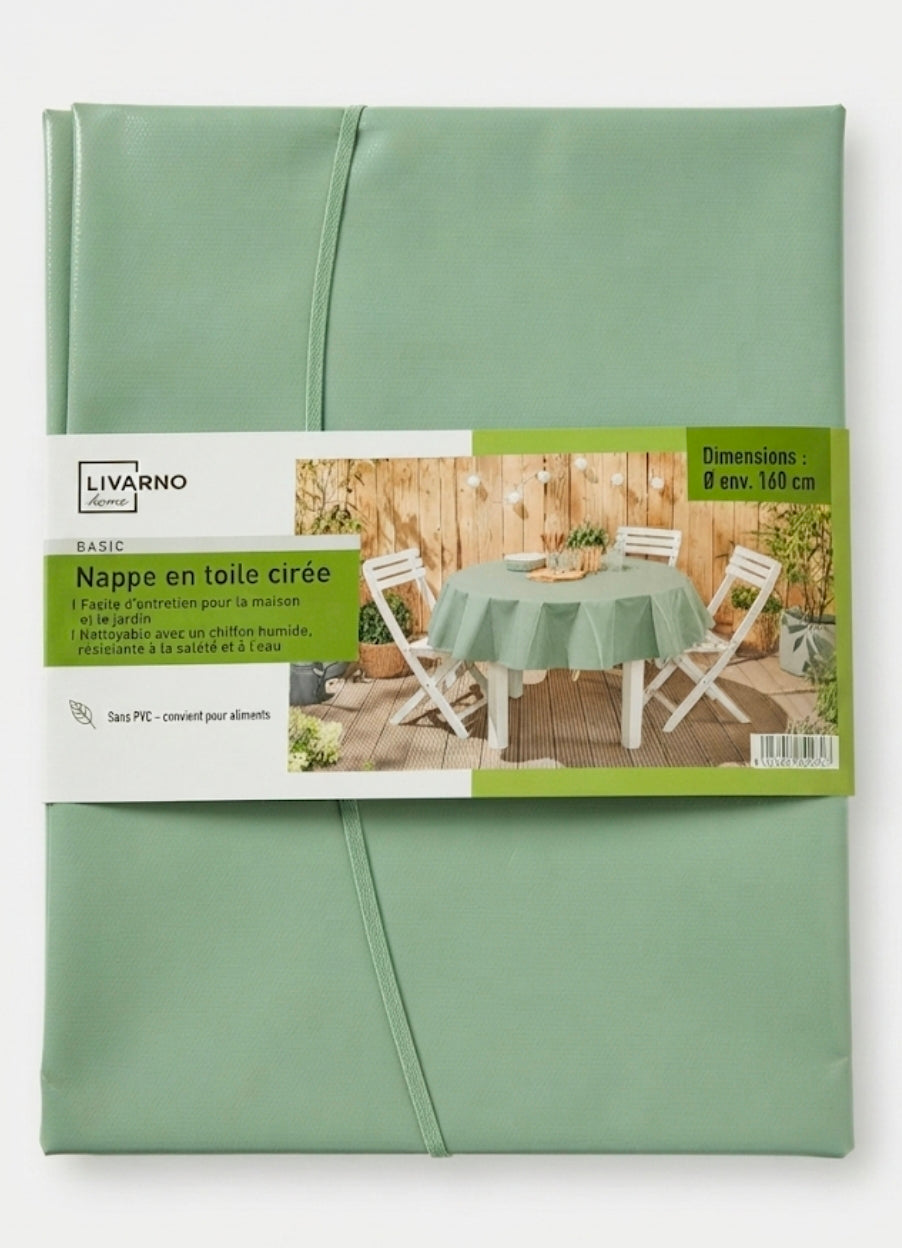Washable, waterproof tablecloth with edging on the surface, approx. 160 cm