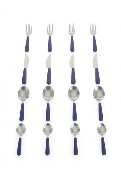 LIVARNO home 16-Piece Stainless Steel Cutlery Set – Navy Blue Handles