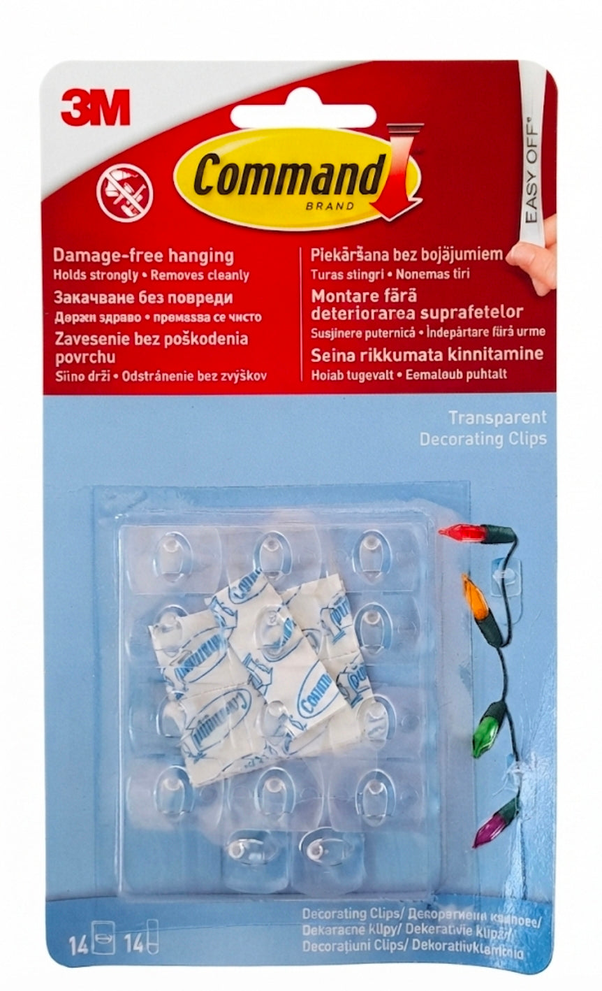 Command Transparent Decorating Clips (14 Clips, 14 Strips)