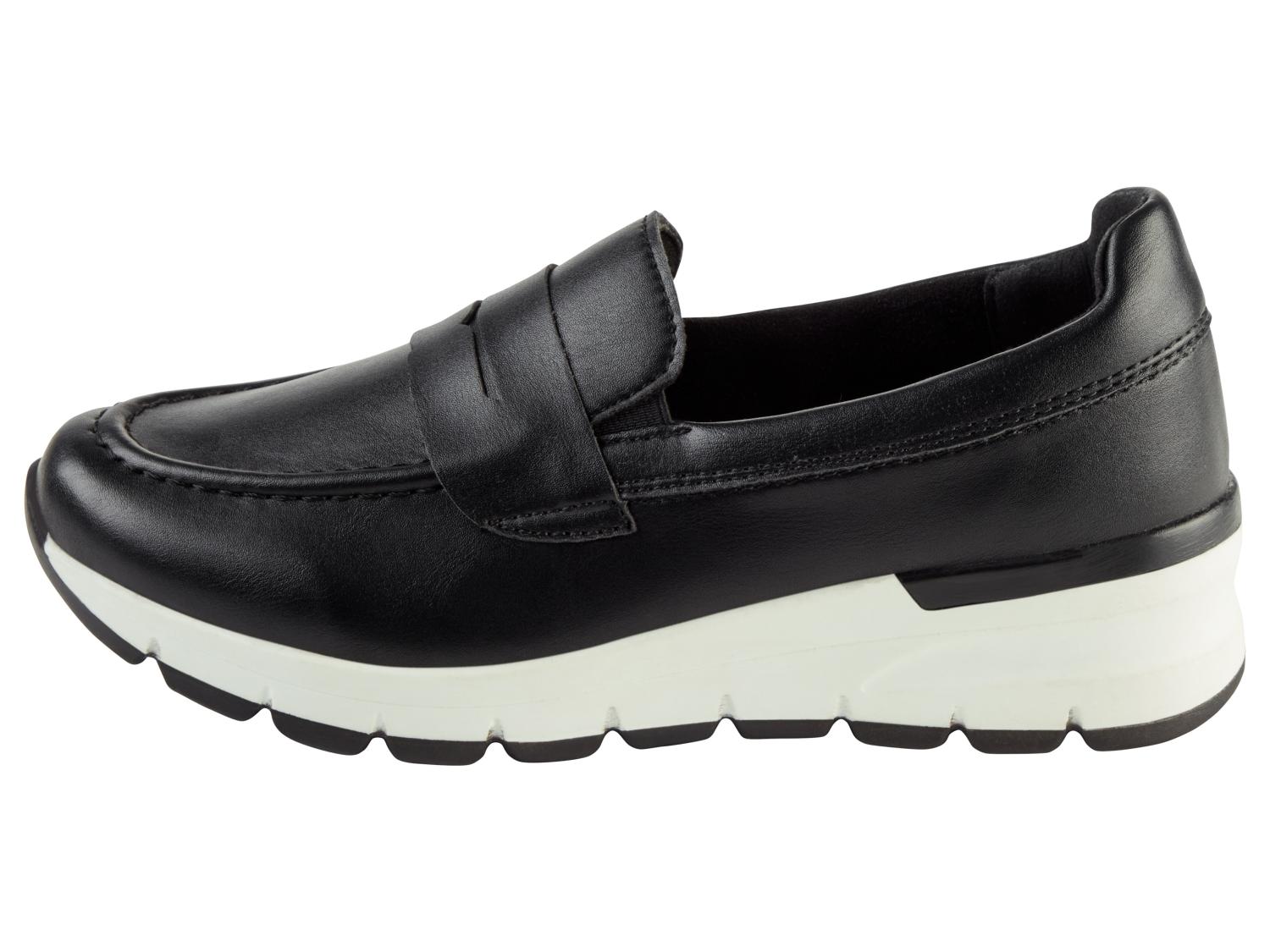 Women's Slip-ons, G-width, made of leather (Black)