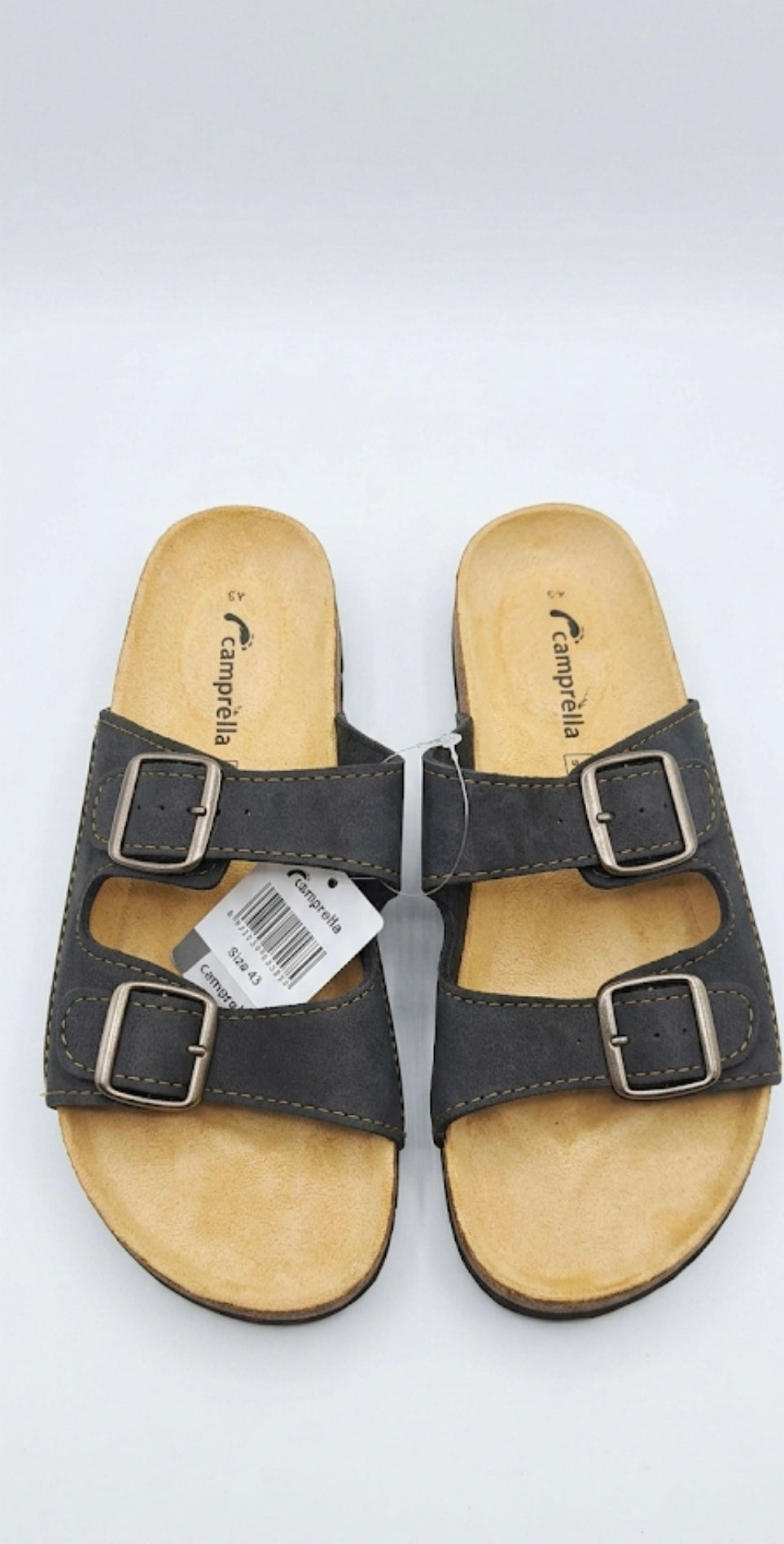 Camprella | Men’s Two-Strap Buckle Slides (Black)