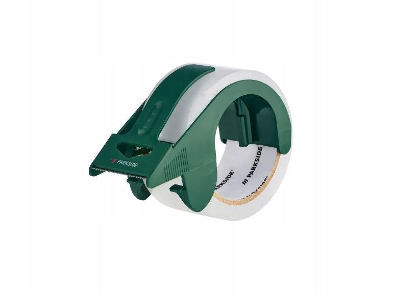 Packing tape dispenser + 3 rolls of tape (66 m x 5 cm)