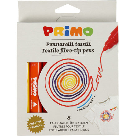 PRIMO Textile Markers, assorted colours, 8pcs