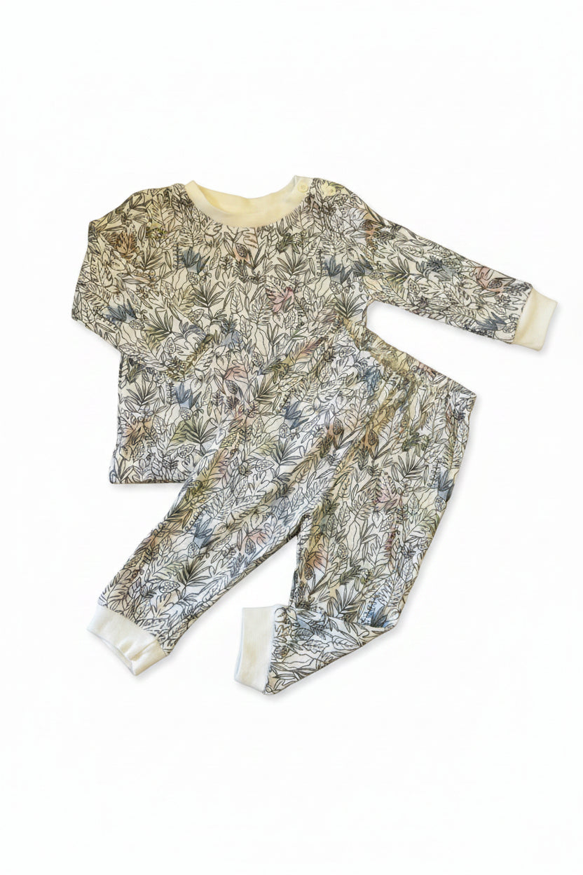Baby Girl’s Long Pajama Set ( leaves)