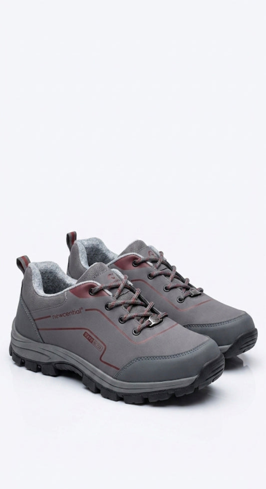 Newcential Comfort-Fit Outdoor UNISEX Walking Shoes – Grey and red