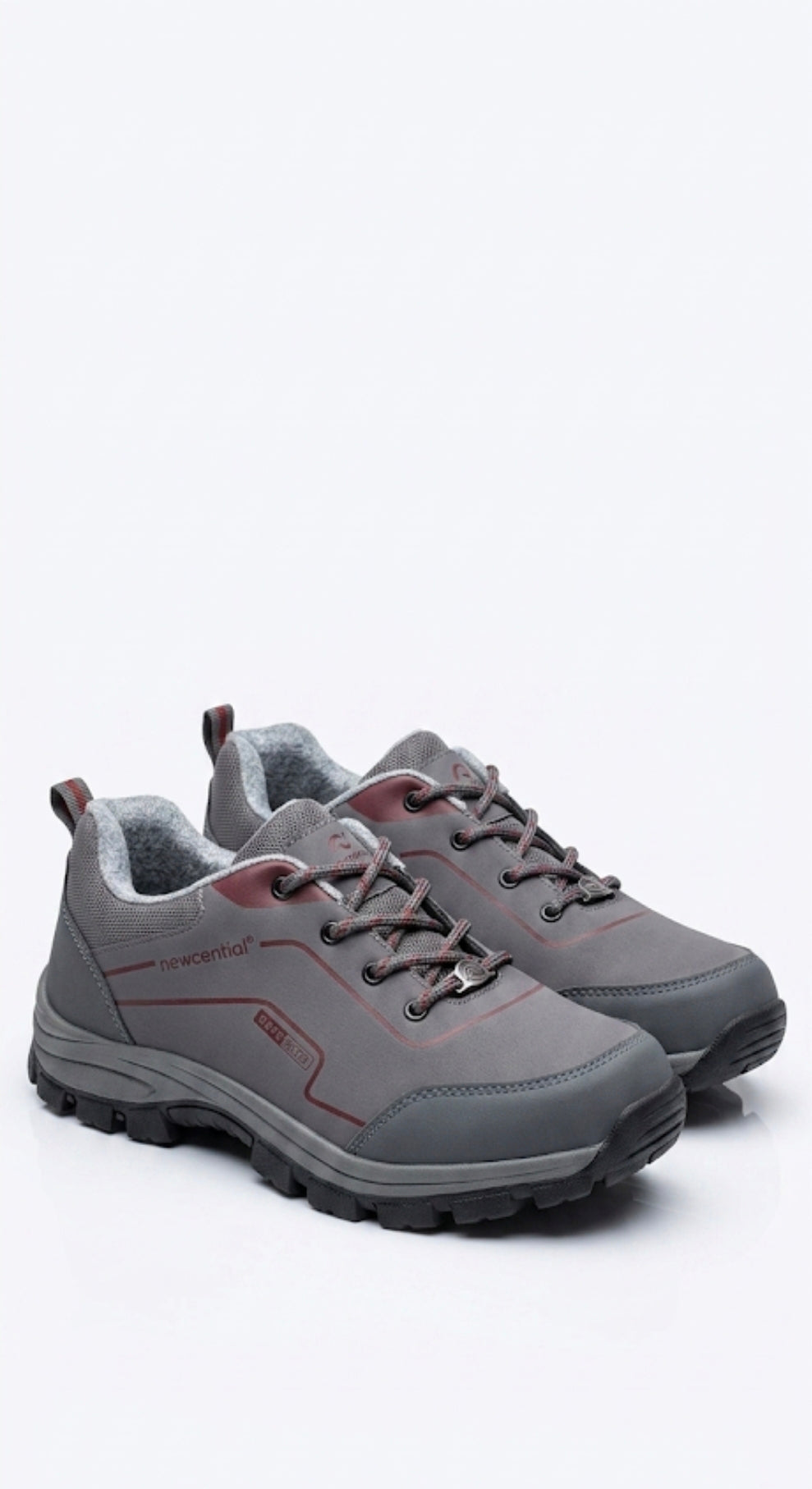 Newcential Comfort-Fit Outdoor UNISEX Walking Shoes – Grey and red