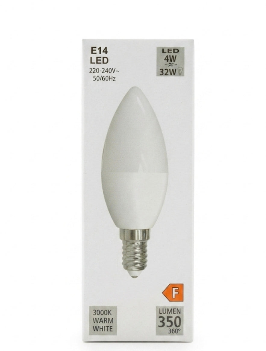 لمبة LED على شكل شمعة E14 - 350 لومن، أبيض دافئ (3000 كلفن)، تعادل 32 واط